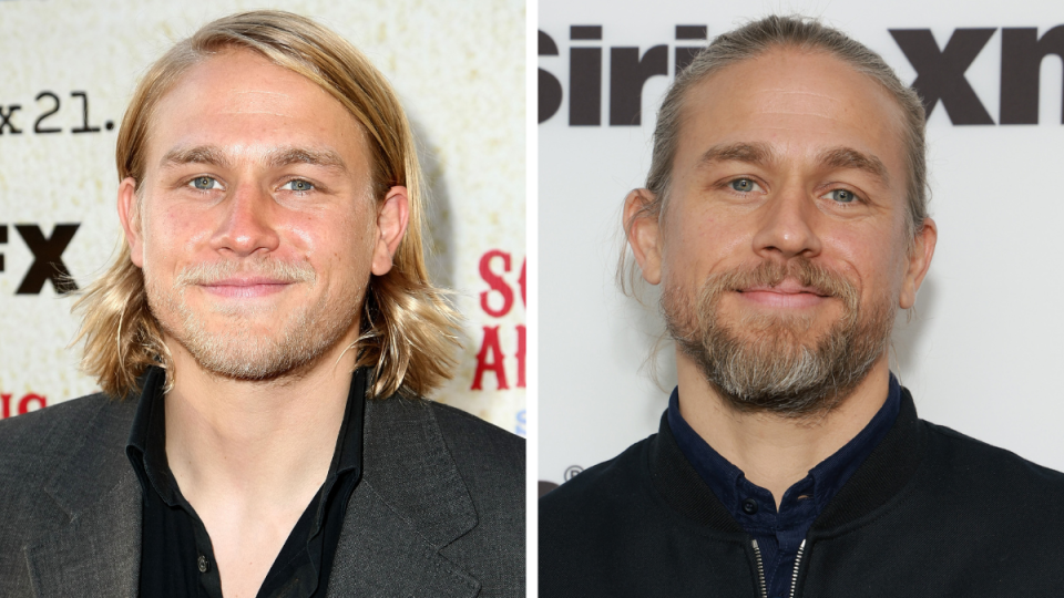 Charlie Hunnam from the Sons of Anarchy cast, Left: 2008; Right: 2022