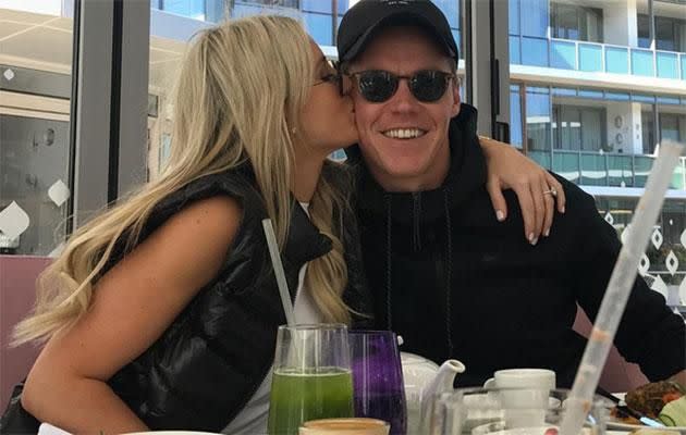 Roxy kisses hubby Oliver Curtis. Source: Instagram