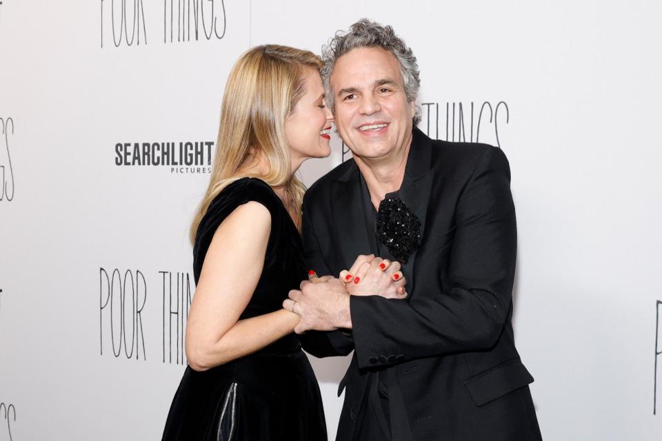 PHOTO: Sunrise Coigney and Mark Ruffalo attend the 'Poor Things' premiere at DGA Theater on Dec. 6, 2023, in New York. (Taylor Hill/FilmMagic via Getty Images)