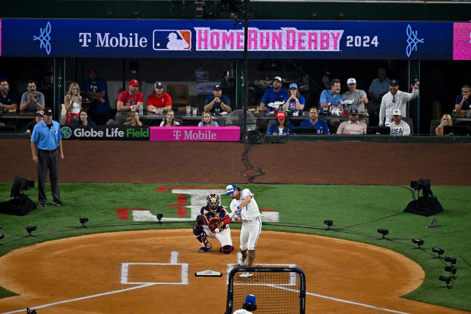 Bobby Witt Jr. of the Kansas City Royals bats during the MLB Home Run Derby, July 15, 2024, in Arlington, Texas.