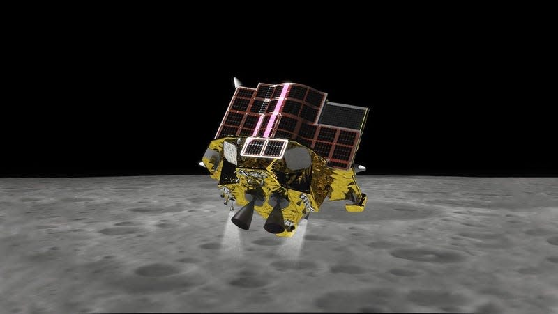 Depiction of SLIM performing its lunar landing. 