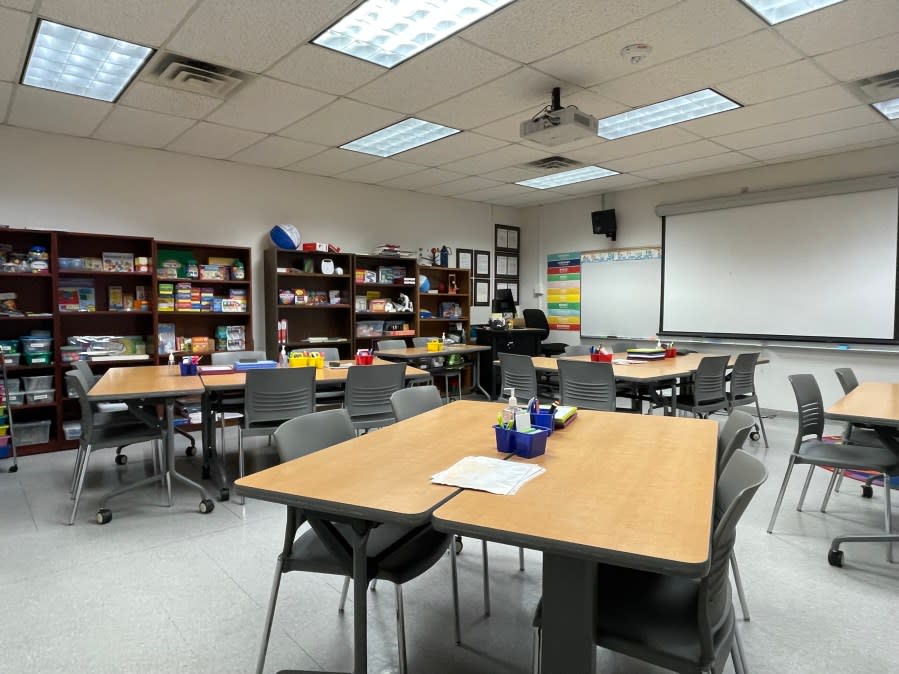Austin Community College’s Northridge campus features a mock-up classroom for students to practice in. (KXAN Photo/Kelsey Thompson)