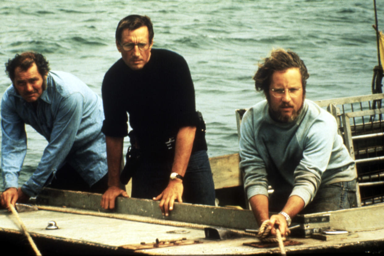 Robert Shaw, Roy Scheider and Richard Dreyfuss star the 1975 movie "Jaws." (Photo: Everett Collection)