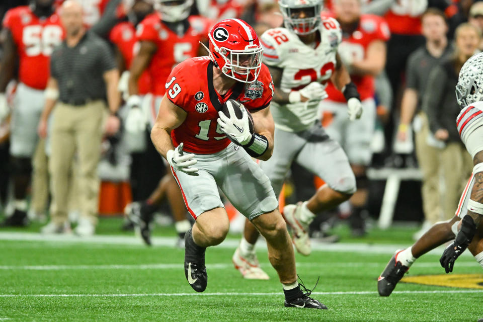 Georgia is .500 against the spread this season and is favored by two possessions in the national championship game. (Photo by Rich von Biberstein/Icon Sportswire via Getty Images)