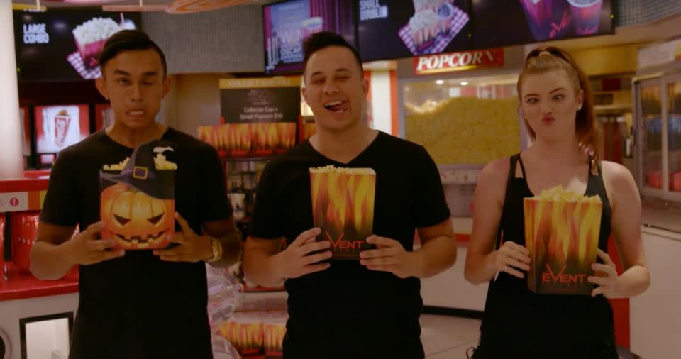 The video showed three friends exploring a Sydney arcade and cinema. Photo: Facebook