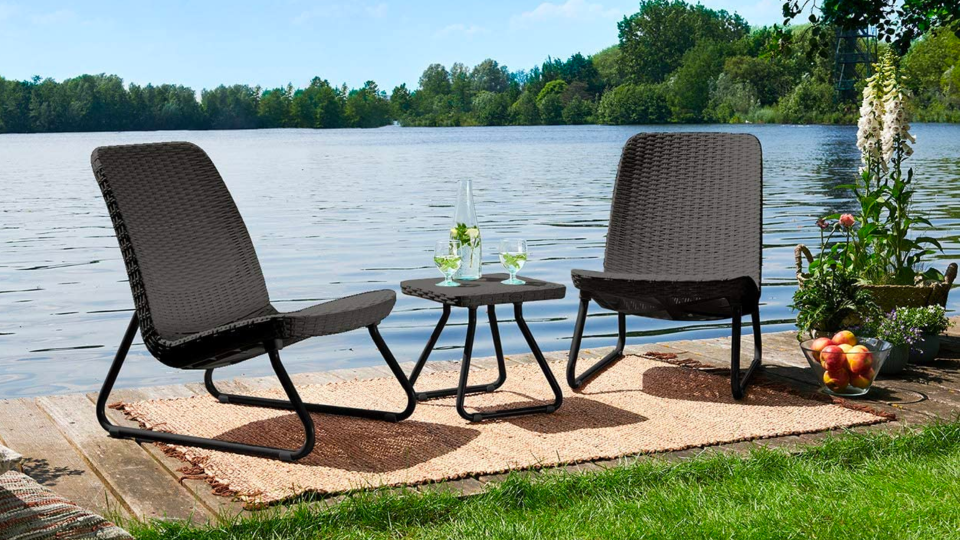 These wicker chairs are perfect for waterfront relaxation.