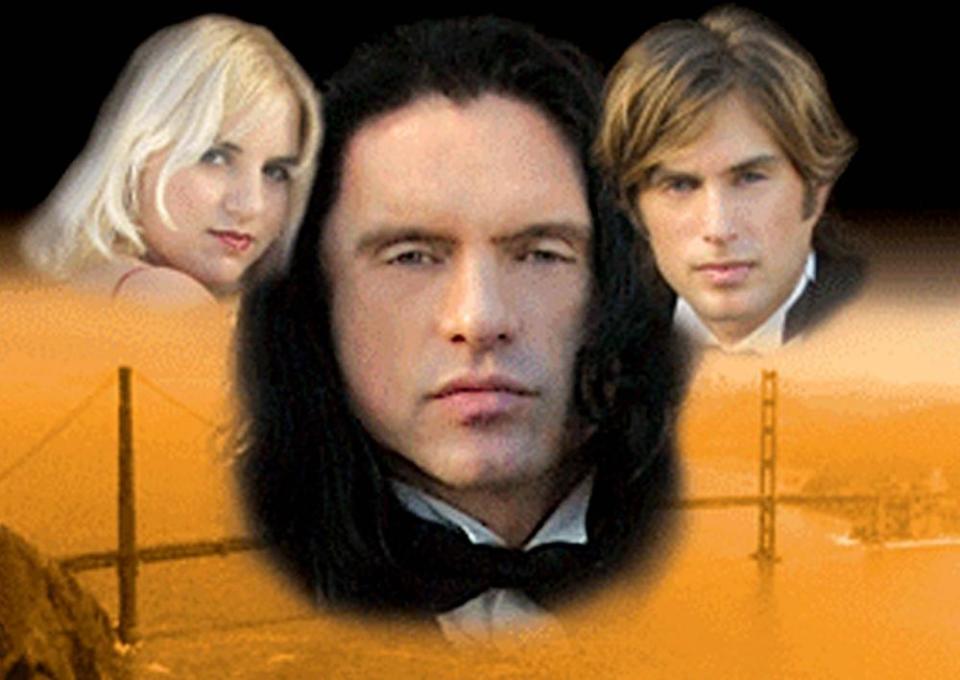 Juliette Danielle, Tommy Wiseau and Greg Sestero in The Room, 2003.