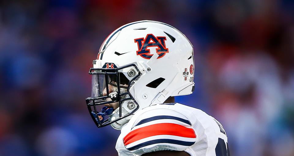 Auburn has not changed the logo on its football helmets. Maybe it never will. (Photo by James Gilbert/Getty Images)