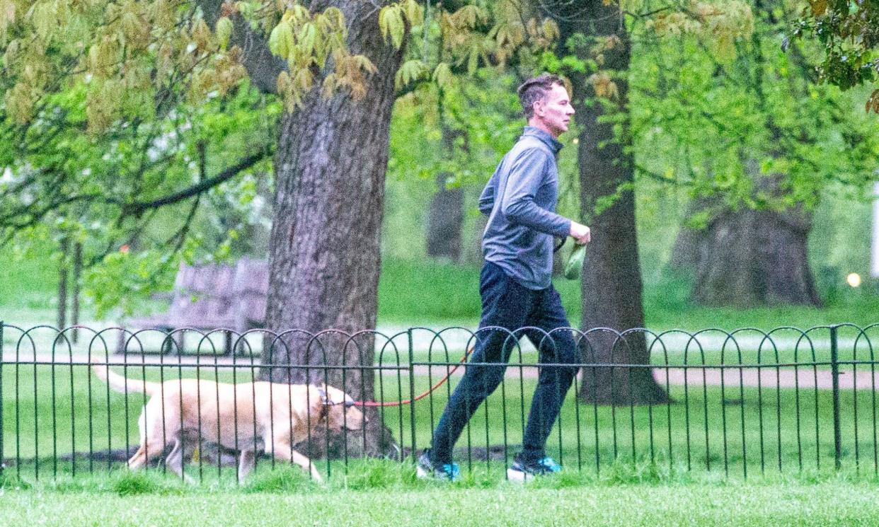 <span>On the run: Jeremy Hunt out exercising with his dog on Friday last week.</span><span>Photograph: Tayfun Salcı/Shutterstock</span>