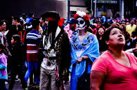 <p>Parade of mobile offerings, are part of the Day of the Dead festivities that took place in Mexico City on Oct. 28, 2017. (Photo: Omar Lopez/ZUMA Wire/ZUMAPRESS.com) </p>