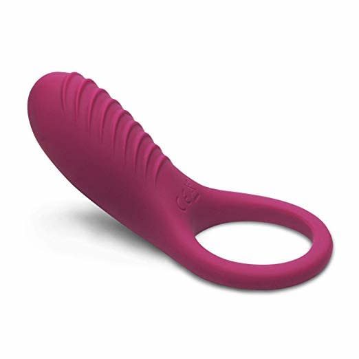 This <strong><a href="https://amzn.to/3aP3Cyz" target="_blank" rel="noopener noreferrer">vibrating couples ring can be used as a cock ring or as a mini G-spot stimulator</a></strong>. It's made of body-safe silicone and is stretchy enough to accommodate any size.