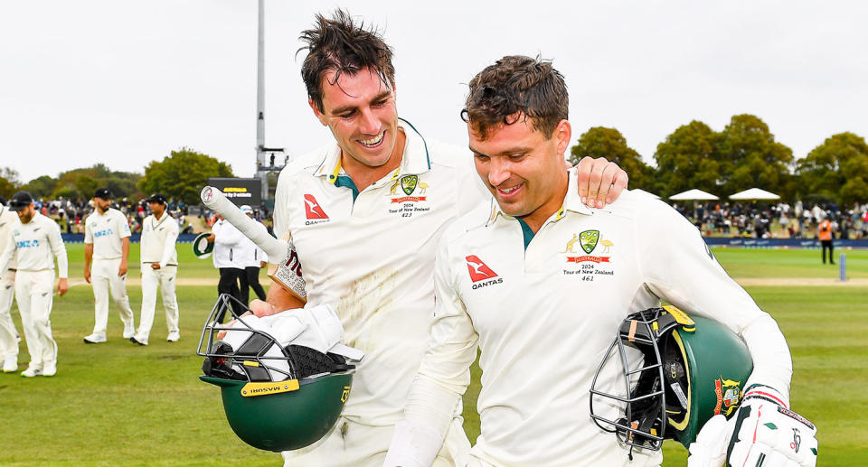 Pictured left to right, Australia captain Pat Cummins and Alex Carey.