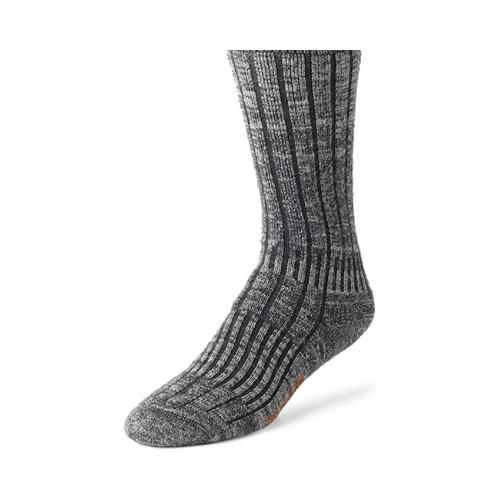 darker gray wigwarm merino wool sock against white background