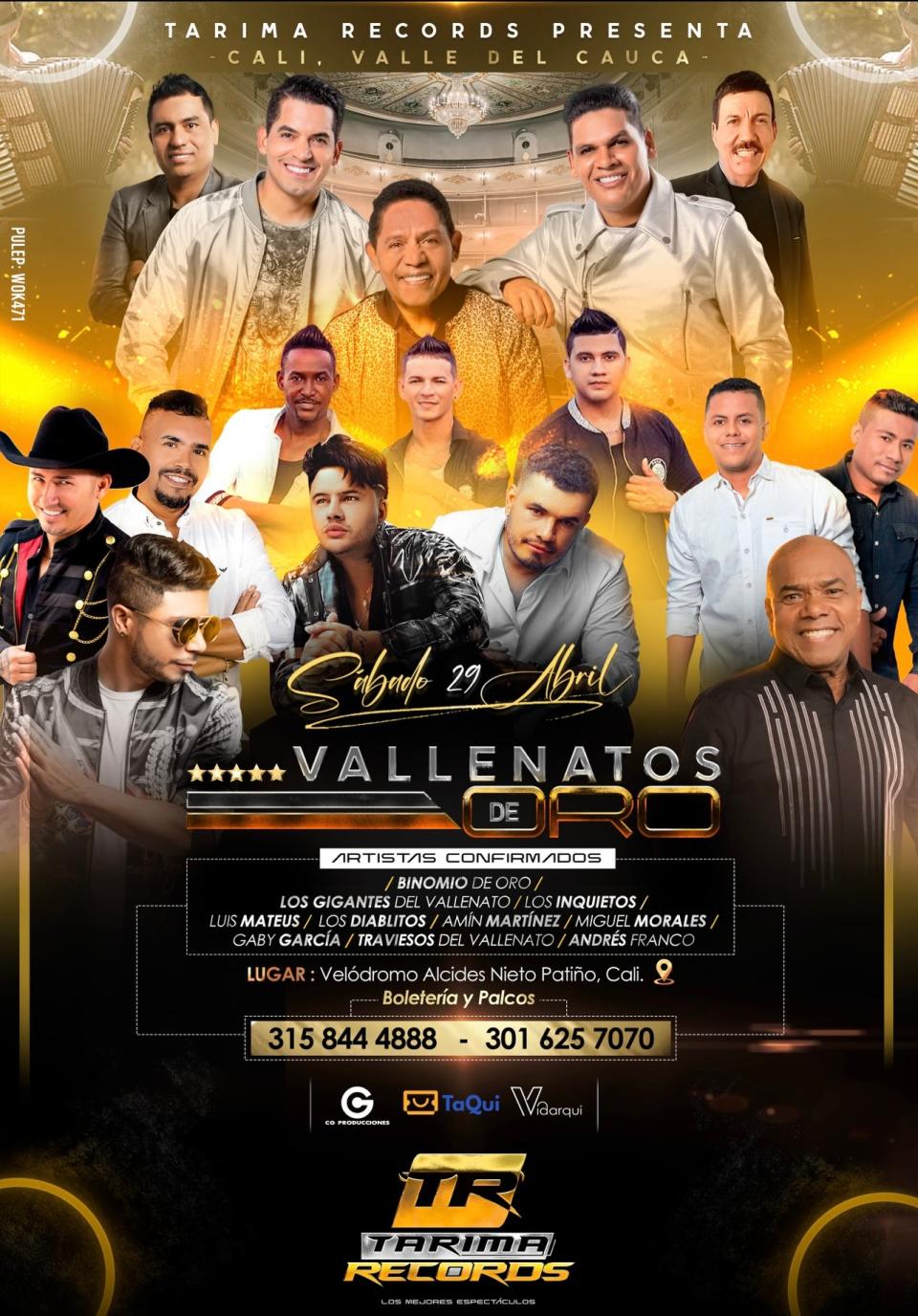 Concierto "Vallenatos De Oro": fecha y boletería. Foto: Cartel oficial