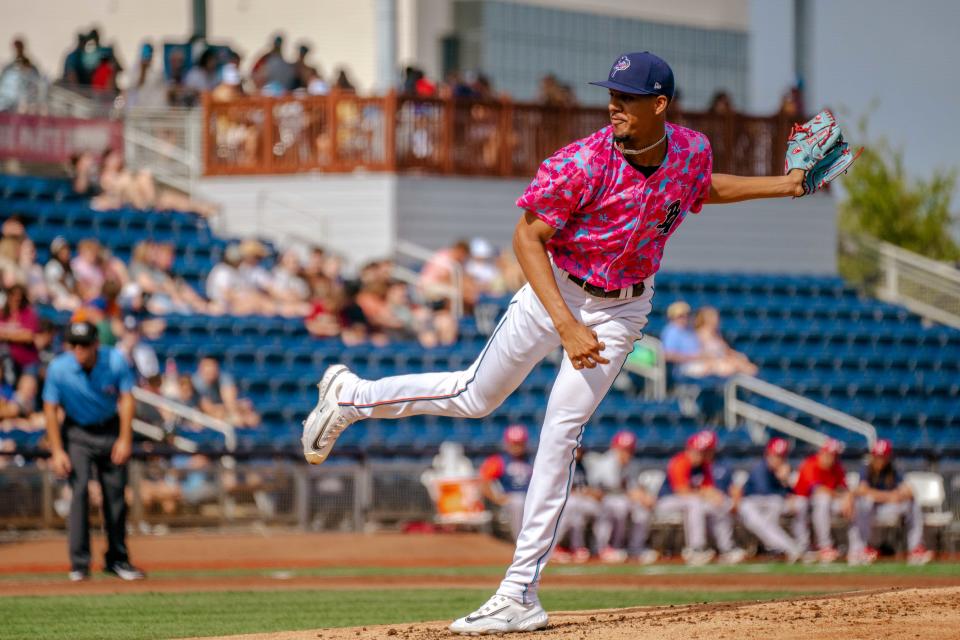 Eury Perez dazzled in what might have been his last start in Pensacola for the Blue Wahoos on Sunday, May 7, 2023.