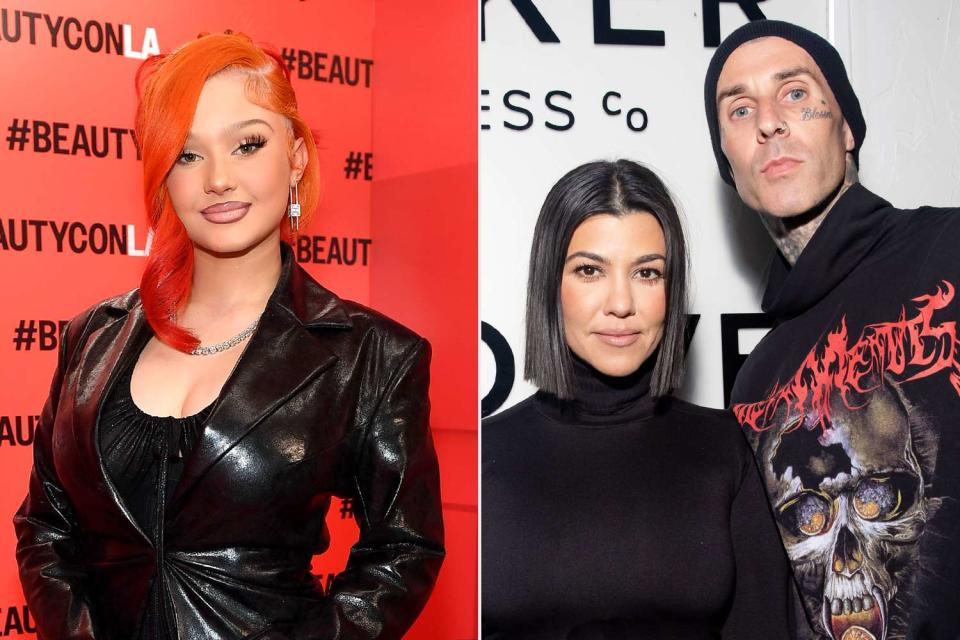 <p>Paras Griffin/Getty Images; Jason Sean Weiss/BFA.com/Shutterstock</p> Alabama Barker, Kourtney Kardashian and Travis Barker