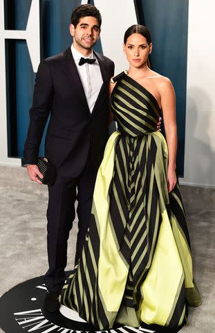 <p>Ian West/PA Images via Getty</p> Edgardo Canales and Adria Arjona at the Vanity Fair Oscars party