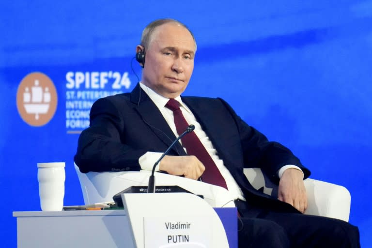 Vladimir Putin told the Saint Petersburg International Economic Forum that 47 Ukrainian settlements had been 'liberated' so far this year (Alexandre ZHOLOBOV)