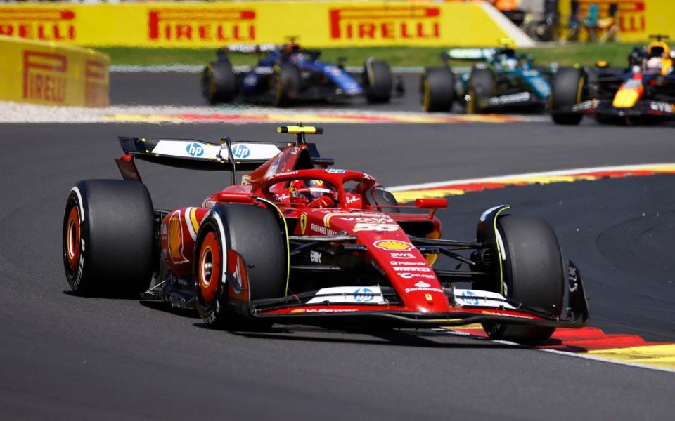 Formula One F1 - Belgian Grand Prix - Circuit de Spa-Francorchamps, Stavelot, Belgium - July 28, 2024 Ferrari's Carlos Sainz Jr. in action during the race