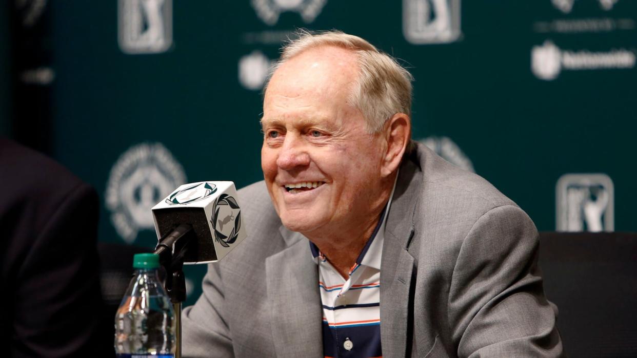 Mandatory Credit: Photo by AP/Shutterstock (8849622a)Jack Nicklaus answers questions during a news conference a few days before the start of the Memorial golf tournament, in Dublin, OhioMemorial Tournament Golf, Dublin, USA - 30 May 2017.