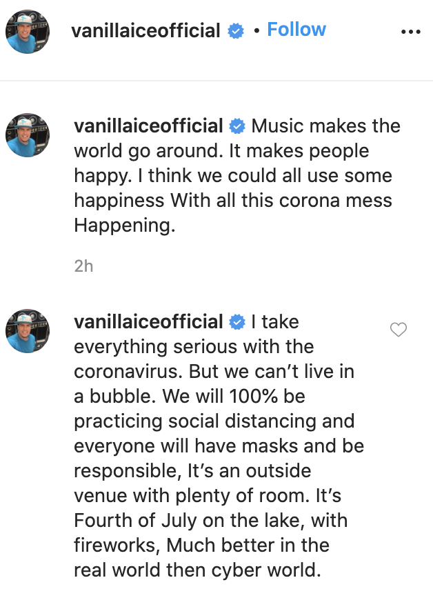 (Screenshot: Vanilla Ice via Instagrram)