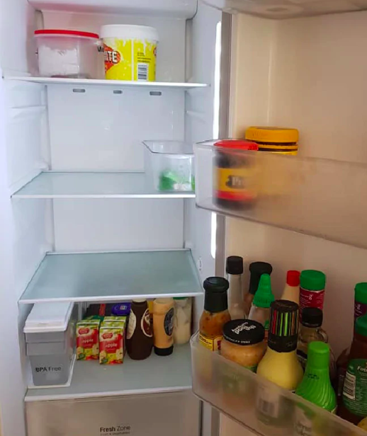 She has no food waste – this is her fridge before shopping. Photo: Supplied/Evelyn Paynter