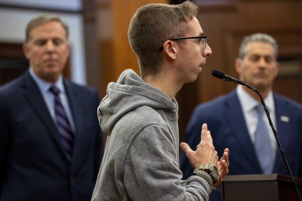 Tony Satterfield addresses the court during Alex Murdaugh's sentencing for stealing from 18 clients, Tuesday, Nov. 28, 2023, at the Beaufort County Courthouse in Beaufort, S.C. (Andrew J. Whitaker/The Post And Courier via AP, Pool)