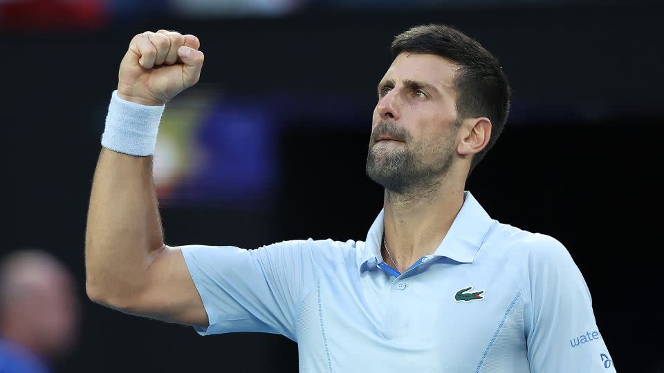 Djokovic celebrates winning match point against Fritz. - Daniel Pockett/Getty Images