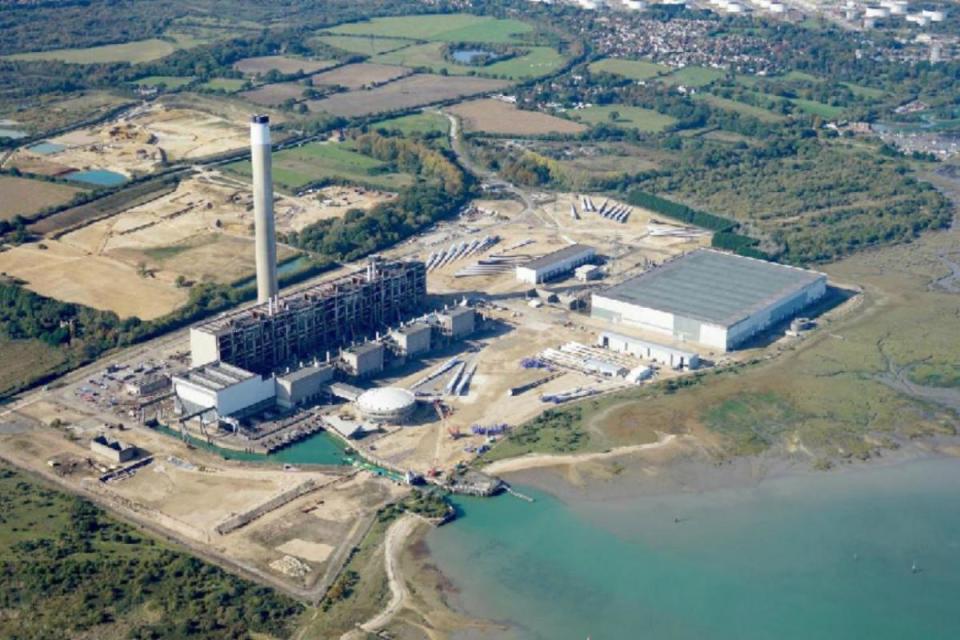 Wind turbine blades are already being stored on the old power station site, most of which has now been levelled <i>(Image: Martini archive)</i>