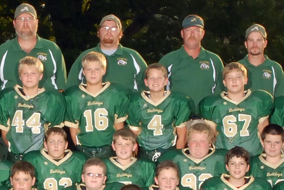 Future Bengals quarterback Joe Burrow (4) seen with the rest of his Athens youth football team in 2008.