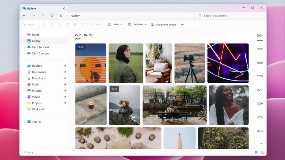 The new Windows 11 file explorer gallery