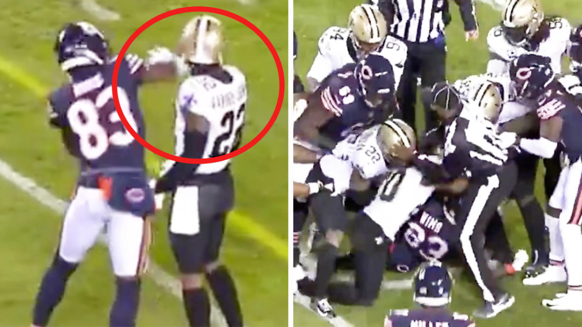 Bears-Saints fight erupted after Javon Wims threw a helmet punch