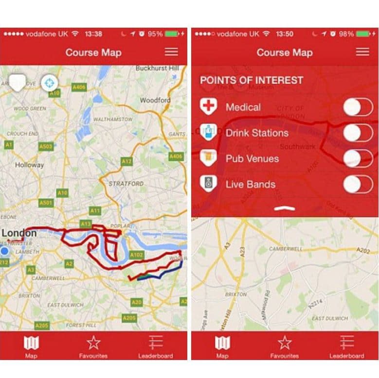 Marathon App in action, available on iPhones from the app store - Credit: Virgin Money London Marathon