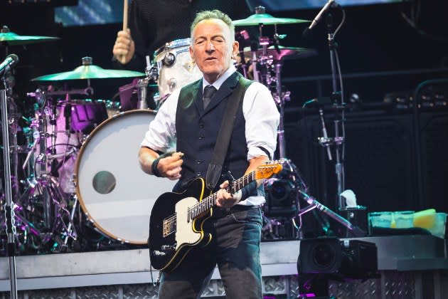 Bruce Springsteen performs on stage at Estadio Cívitas Metropolitano on June 12, 2024 in Madrid, Spain.  - Credit: Mariano Regidor/Redferns/Getty Images