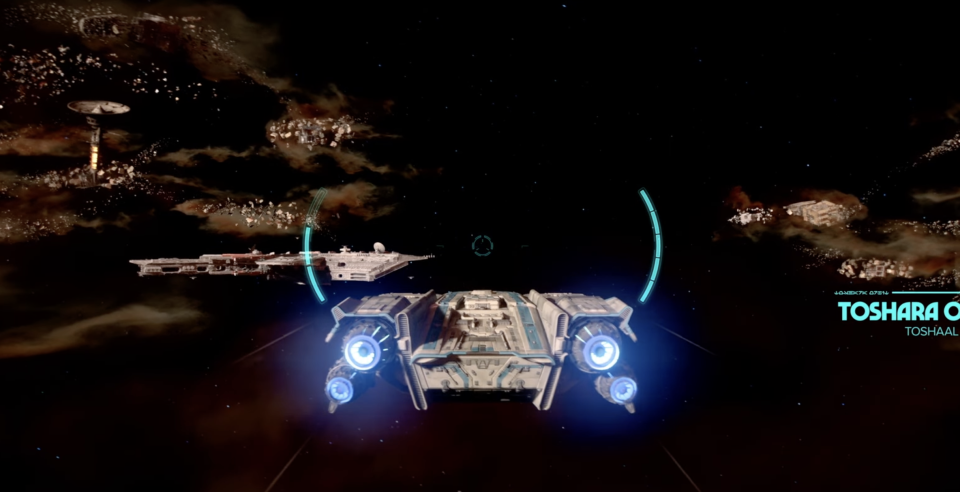 a screenshot of Star Wars: Outlaws showing the Trailblazer ship