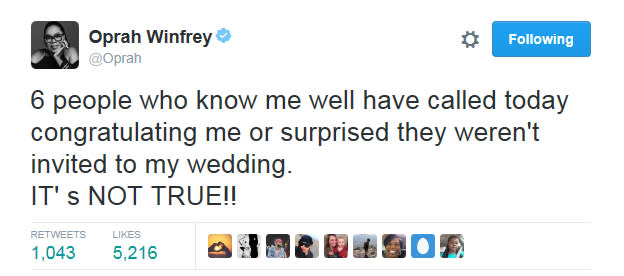 Oprah Winfrey tweets out