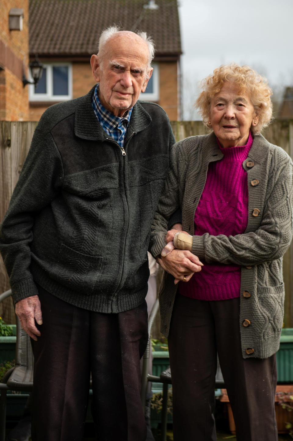 Ron (100) and Beryl (98) Golightly, who have been married for 80 years, pictured at home near Harrogate, North Yorks. See SWNS story SWLEcouple; A husband and wife who met in their teens have become one of Britain's longest married couples after they celebrated their 80th wedding anniversary. Ron Golightly met his beloved Beryl when he was just 16 when one of his pals wolf-whistled at his future wife's friends as they walked past the group in the street. A 14-year-old Beryl turned round to see what was going on and instantly fell in love with Ron's curly hair and cheeky smile and the pair have been inseparable ever since. Beryl, now 98, said of Ron, now 100: "I just knew as soon as I saw him I was going to marry him. â€œI was 14 and Ron was 16, it was very much love at first sight. â€œA couple of days later we spoke again and went for a walk, we were more or less a couple straight away. â€œI thought he had whistled at me and I just fell in love with his cheeky grin straight away.â€ The couple tied the knot in their hometown of Harrogate, North Yorks., in 1941 while Ron, who served in the Brigadier Guards, was on leave from the Army during World War II.
