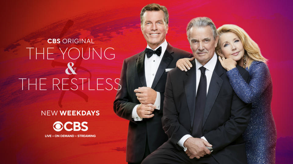  Key art for The Young and The Restless featuring Peter Bergman, Eric Braeden and Melody Thomas Scott. 