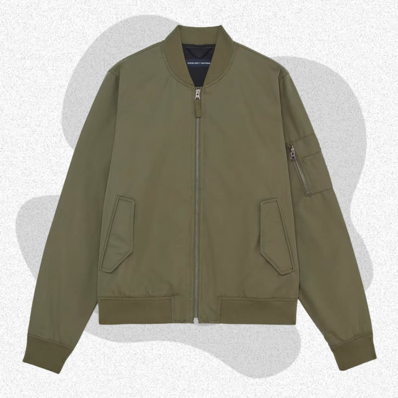 <p>Courtesy of Everlane</p><p>Everlane’s bomber jacket nods to the traditional MA-1 flight jacket with details like an insulating flap under the zipper and a pocket on the sleeve, but the design is streamlined enough to keep the jacket from looking like a <em>Top Gun</em> costume. It’s available in five neutral colors and is cut from a blend of cotton and recycled polyester. Considered details include a two-way zipper and convenient magnetic flap pockets. The jacket is part of Everlane’s Uniform Collection, a curation of the brand’s essential items that come with a one-year replacement guarantee.</p><p>[$148; <a href="https://go.skimresources.com?id=106246X1712071&xs=1&xcust=mj-falljackets-jzavaleta-080423-update&url=https%3A%2F%2Fwww.everlane.com%2Fproducts%2Fmens-uniform-bomber-jacket-kalamata" rel="noopener" target="_blank" data-ylk="slk:everlane.com;elm:context_link;itc:0;sec:content-canvas" class="link ">everlane.com</a>]</p>