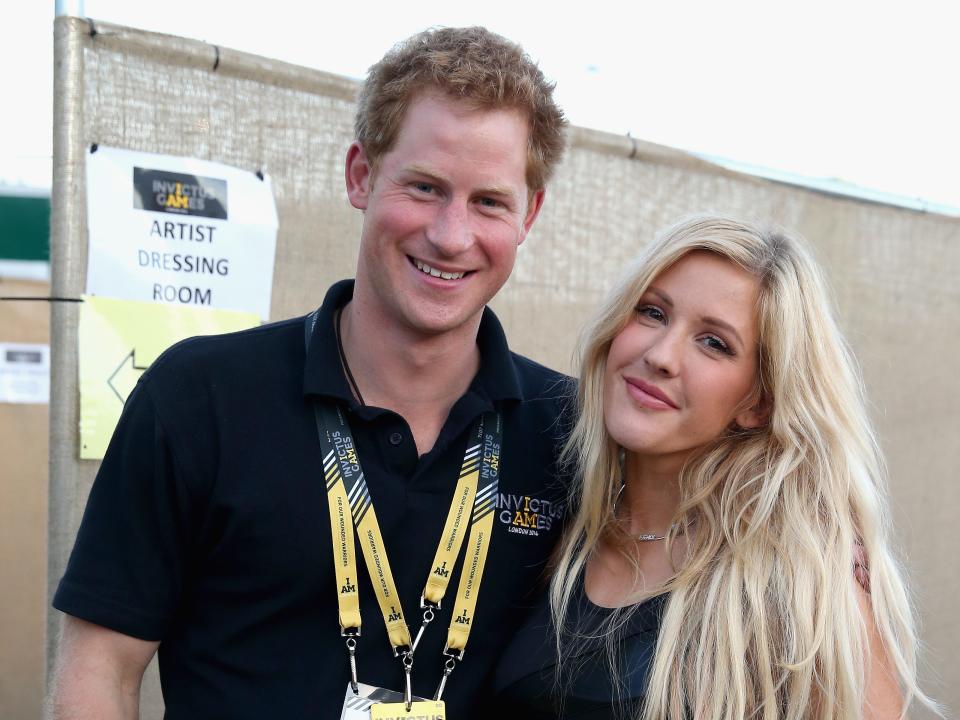 Prince Harry with Ellie Goulding backstage at the Invictus Games Closing Ceremony during the Invictus Games in 2014.