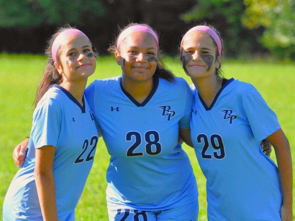 From left to right: Bristol-Plymouth's Abigail Nascimento, Naylah Vicente and Deborah Nascimento.