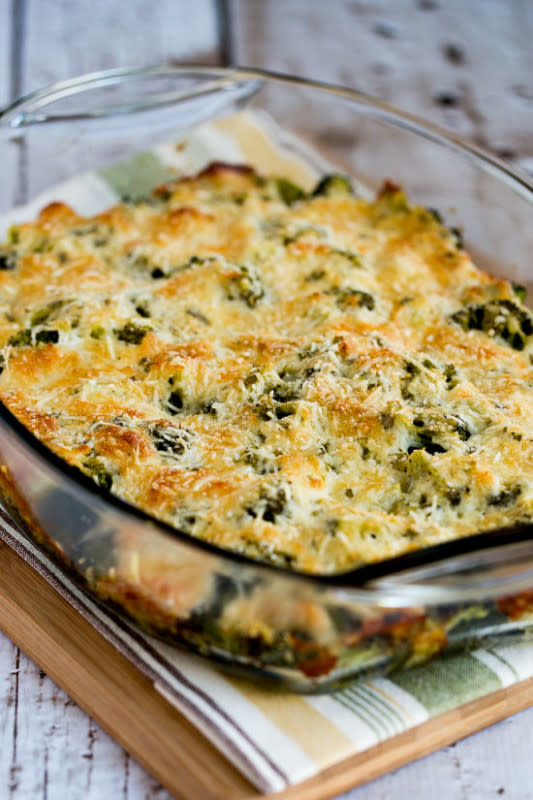 <p>Kalyn's Kitchen</p><p>This Broccoli Gratin with Swiss and Parmesan is a deliciously healthy low-carb option for a Thanksgiving side dish, and it's also gluten-free. <a href="http://www.kalynskitchen.com/2008/11/recipe-for-broccoli-gratin-with-swiss.html" rel="nofollow noopener" target="_blank" data-ylk="slk:Get the recipe here.;elm:context_link;itc:0" class="link ">Get the recipe here.</a></p>