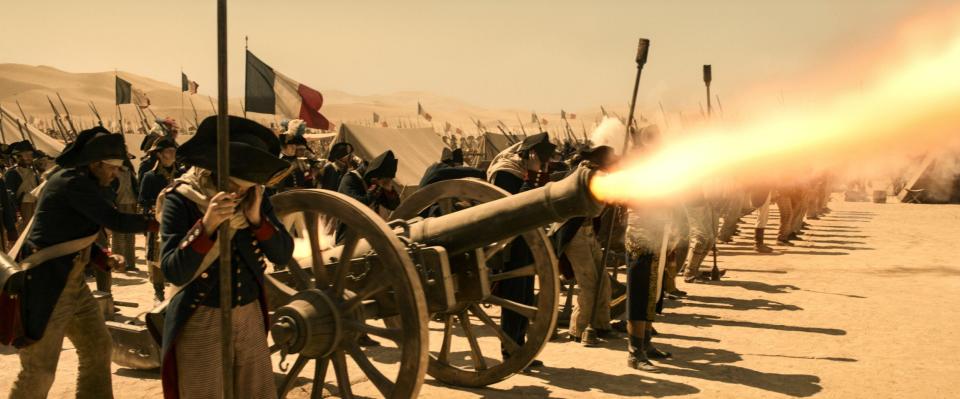 One of the blood-soaked, panoramic battle scenes in Ridley Scott's Napoleon