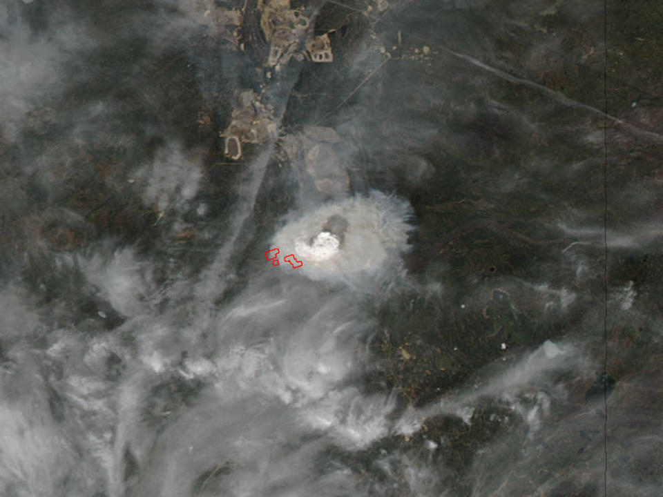 The wildfire in Fort McMurray is seen from space on May 3, 2016. NASA image courtesy Jeff Schmaltz, MODIS Rapid Response Team