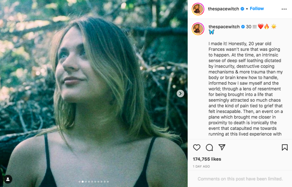 Frances Bean Cobain’s 30th birthday instagram post (Instagram / Frances Bean Cobain)