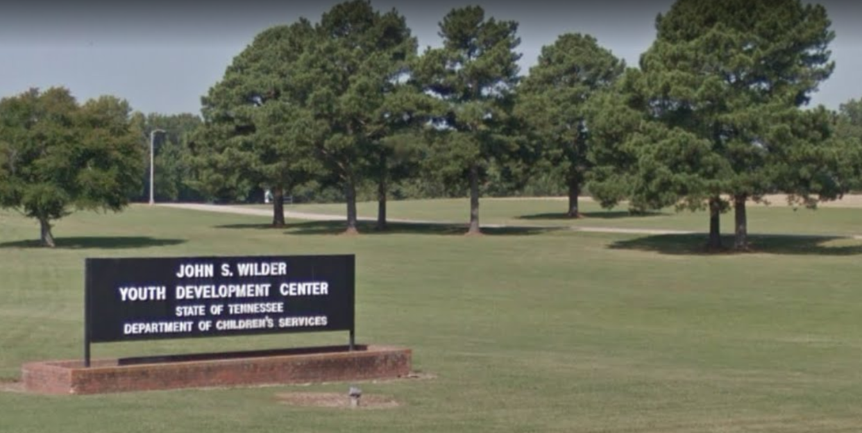 A view of the sign outside the the John S. Wilder Youth Development Center off Highway 59 in Somerville, Tennessee.