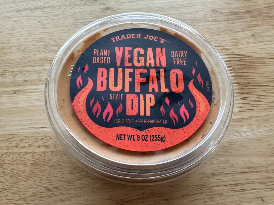 Trader Joe's vegan Buffalo dip on a table