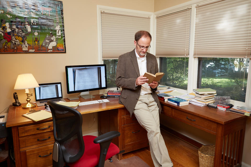 Derek Peterson in his office at the University of Michigan, 9/11/2017