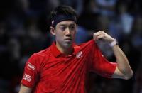 Britain Tennis - Barclays ATP World Tour Finals - O2 Arena, London - 14/11/16 Japan's Kei Nishikori reacts during his round robin match against Switzerland's Stanislas Wawrinka Reuters / Stefan Wermuth Livepic