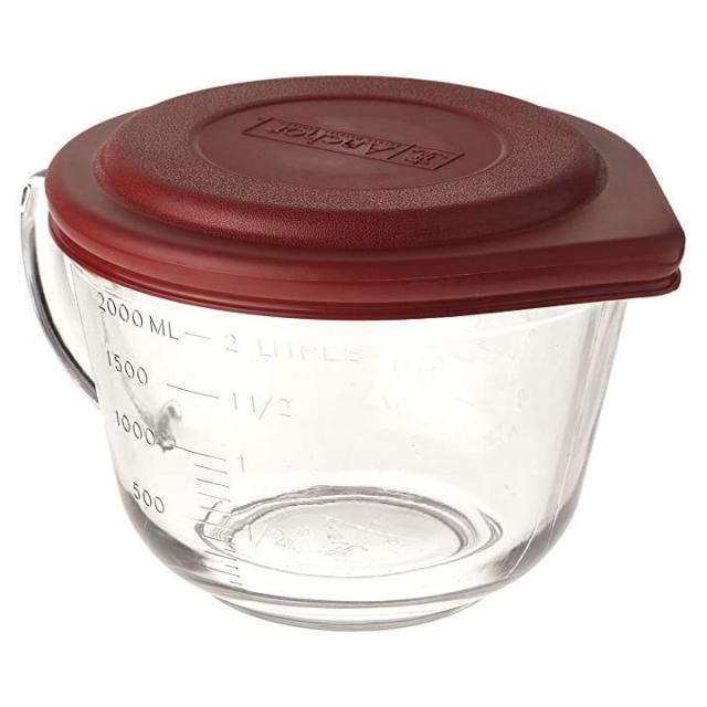 Anchor Hocking Glass Food Prep Mixing Bowl with Cherry Lid, 4 Quart